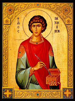 Икона под старину Святой Пантелеймон Целитель