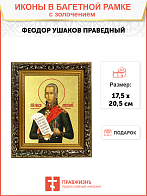 Икона "Феодор Ушаков", св. прав., воин, с золочением поталью, 09112-УЛ