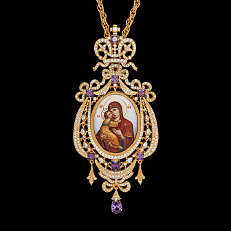 Панагия №209 / Фианиты деколь / золочение