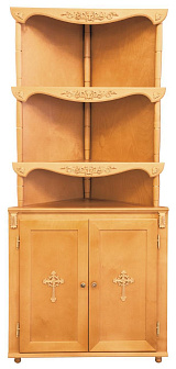 Шкаф-стеллаж - домашний иконостас угловой с узорами