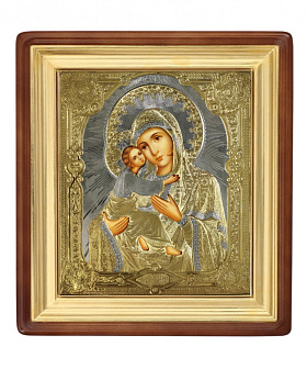 Икона живописная в киоте 24х30 масло, риза №225, киот №1 Владимирская БМ
