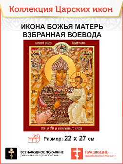 Царская Икона 012 БМ Взбранной Воеводе, за Христа до креста 24х30