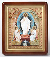 Воскресение Христово, икона в киоте 18х24 фигурный, двойное тиснение