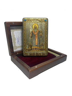Настольная икона ''Святитель Алексий, митрополит Московский и всея России чудотворец'' на мореном ду