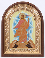 Икона в ризе 18х24 арочная, планшет, рамка золочёная, темпера, упаковка Воскресение Христово 1
