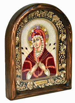 Икона с натуральными камнями ''Пресвятая Богородица Семистрельная''