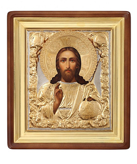 Икона живописная в киоте 24х30 масло, риза № 76, киот №1 Спаситель