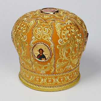 Митра №086 бархат желтый