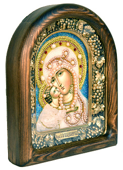 Икона Пресвятая Божия Матерь Владимирская из бисера