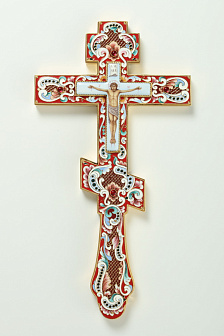 Крест напрестольный филигрань, эмаль, роспись, финифть / золочение Крест напрестольный филигрань, эмаль, роспись, финифть / золочение