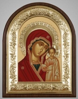 Икона Божией матери Казанская из дуба