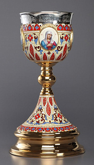 Потир 1.0л 4-финифти, филигрань, эмаль / золочение / серебряный стакан (УИН)