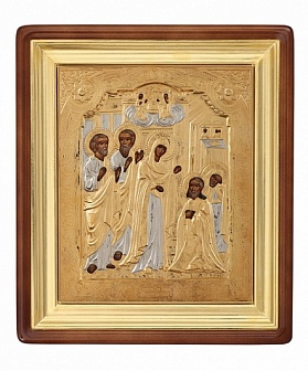 Икона ''Богородица Нечаянная Радость'' писаная маслом в золотой ризе