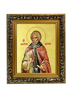 Икона "Моисей Мурин", св. прп., с золочением поталью, 09М2-УЛ