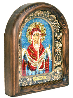 Икона ''Покров Пресвятой Богородицы'' из бисера с натуральными камнями