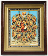 Икона в киоте 18х24 сложный, двойное тиснение, накладка аэрозольная Древо Богородицы 3