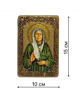 Настольная икона ''Блаженная старица Матрона Московская'' на мореном дубе