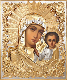 Икона живописная Божией Матери «Казанская» 24х30, масло, риза №251, золочение