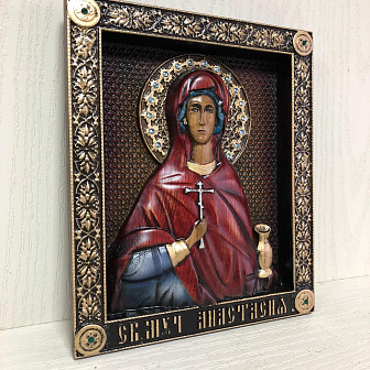 Икона Святая великомученица Анастасия Узорешительница, резная из дерева