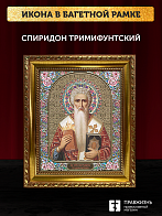 Икона Спиридон Тримифунтский, бронзовая багетная рамка узкая с узором 15х18 см Икона Спиридон Тримифунтский, бронзовая багетная рамка узкая с узором 15х18 см