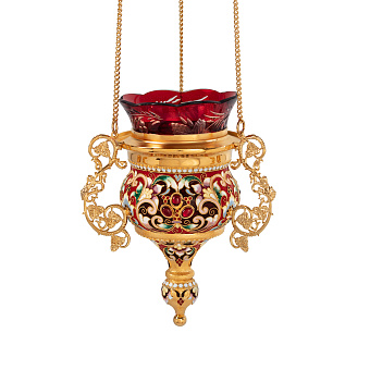 Лампада филигранная греческая с эмалью большая / золочение