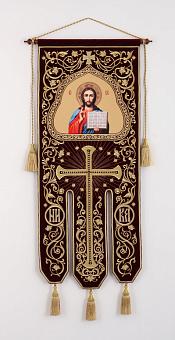 Хоругвь бархатная двухстороняя вышивка а / м (в комплекте древко и оглавие) Хоругвь бархатная двухстороняя вышивка а / м (в комплекте древко и оглавие)