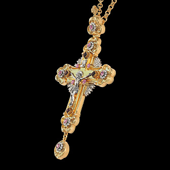 Крест наперсный №114 литьевое распятие / золочение, серебрение