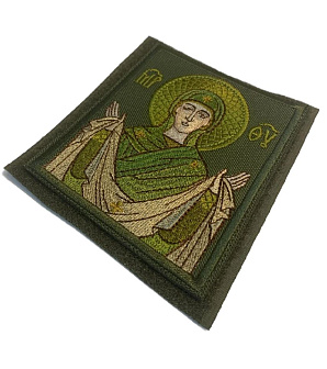 Шеврон Покров Богородицы в зеленом на хаки 9х10 см на липучке оксфорд 1 шт