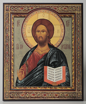 Икона на доске 33х40 объемная печать, лак Спаситель 1 Икона на доске 33х40 объемная печать, лак Спаситель 1