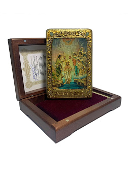 Настольная икона ''Крещение Господа Бога и Спаса нашего Иисуса Христа'' на мореном дубе