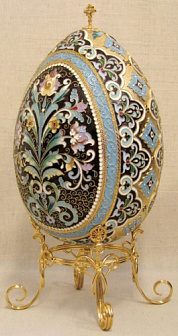 Яйцо пасхальное большое неоткрывающиеся на подставке №4 эмаль / золочение