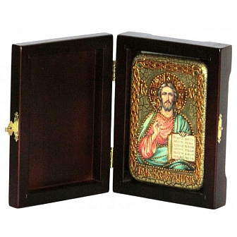 Икона Господь Вседержитель из дуба в футляре