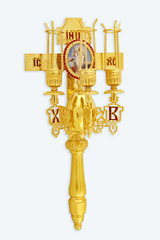 Трехсвечник пасхальный на кресте малый золочение