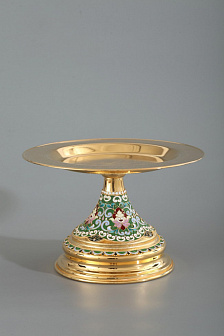 Дискос с поддискосником / ф220мм-конус потира 0, 5л / филигрань, эмаль / золочение