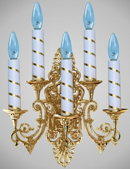 Лампада 5 свечей литая золочение