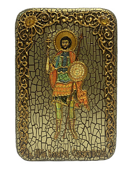 Настольная икона Святой мученик Валерий Севастийский на мореном дубе