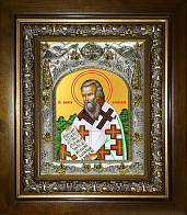 Икона освященная Мирон Чудотворец в деревянном киоте