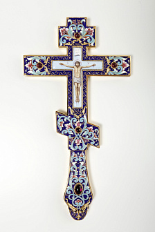 Крест напрестольный филигрань, эмаль, роспись, финифть / золочение Крест напрестольный филигрань, эмаль, роспись, финифть / золочение