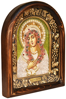 Икона ''Пресвятая Богородица Умиление'' из жемчуга и бисера