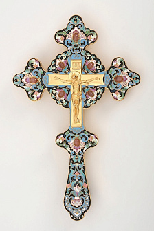 Крест напрестольный фигурный литьевое распятие, роспись / золочение