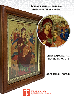 Икона Божией Матери Всецарица с золочением в киоте 18х21х4 см