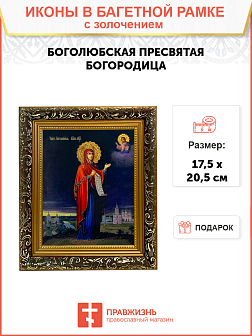 Икона Боголюбская Божия Матерь золочение поталь