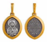 Подвеска Матрона Св., серебро, позолота желтая 999, Ag 925