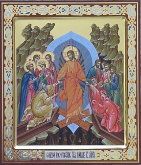 Икона ''Воскресение Христово'', липовая доска, дубовые шпонки, левкас, сусальное золото, темпера, подарочная упаковка