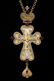Крест наперсный № 49 литьевое распятие /золочение,серебрение/