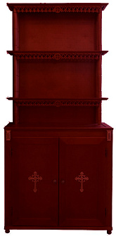 Шкаф-стеллаж - домашний иконостас прямой с резными узорами