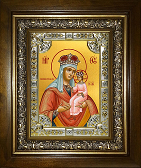 Икона Ильинская Божия Матерь в деревянном киоте