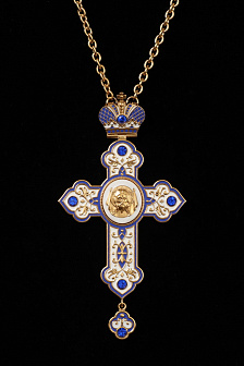 Крест наперсный № 187 штампованный,эмаль /золочение/