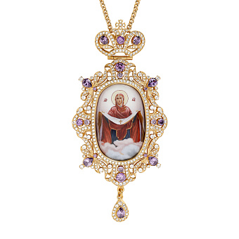 Панагия №210 / Фианиты деколь / золочение / Покров