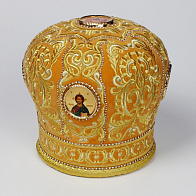 Митра №086 бархат желтый